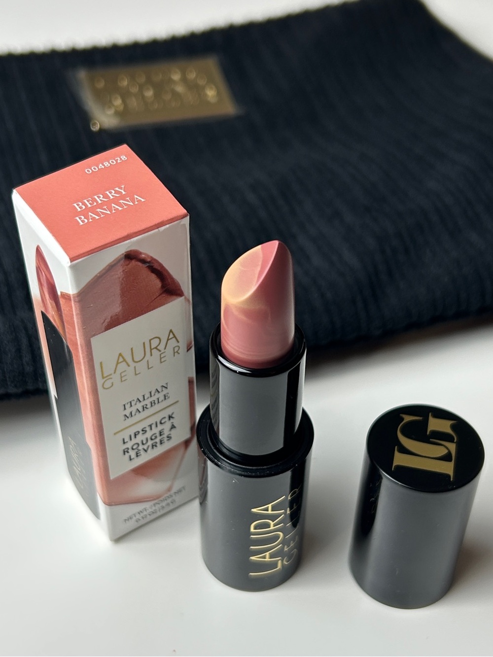 Laura Geller Italian Marble Lipstick - Berry Banana + Free Makeup Bag Bundle